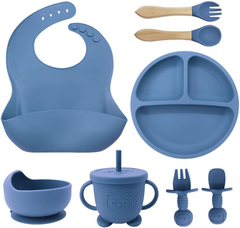 Kit Alimentação Bebê 8 Peças em Silicone – Prático e Antiderrapante