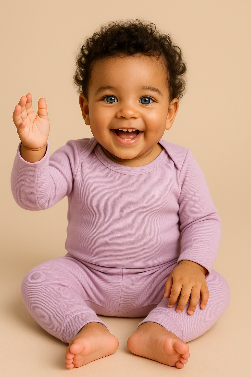 Kit 3 Conjuntos de Roupa para Bebê Menina RN a 9 Meses – Body Manga Longa + Calça - Rosa, Lilás e Bege