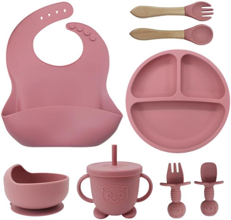 Kit Alimentação Bebê 8 Peças em Silicone – Prático e Antiderrapante