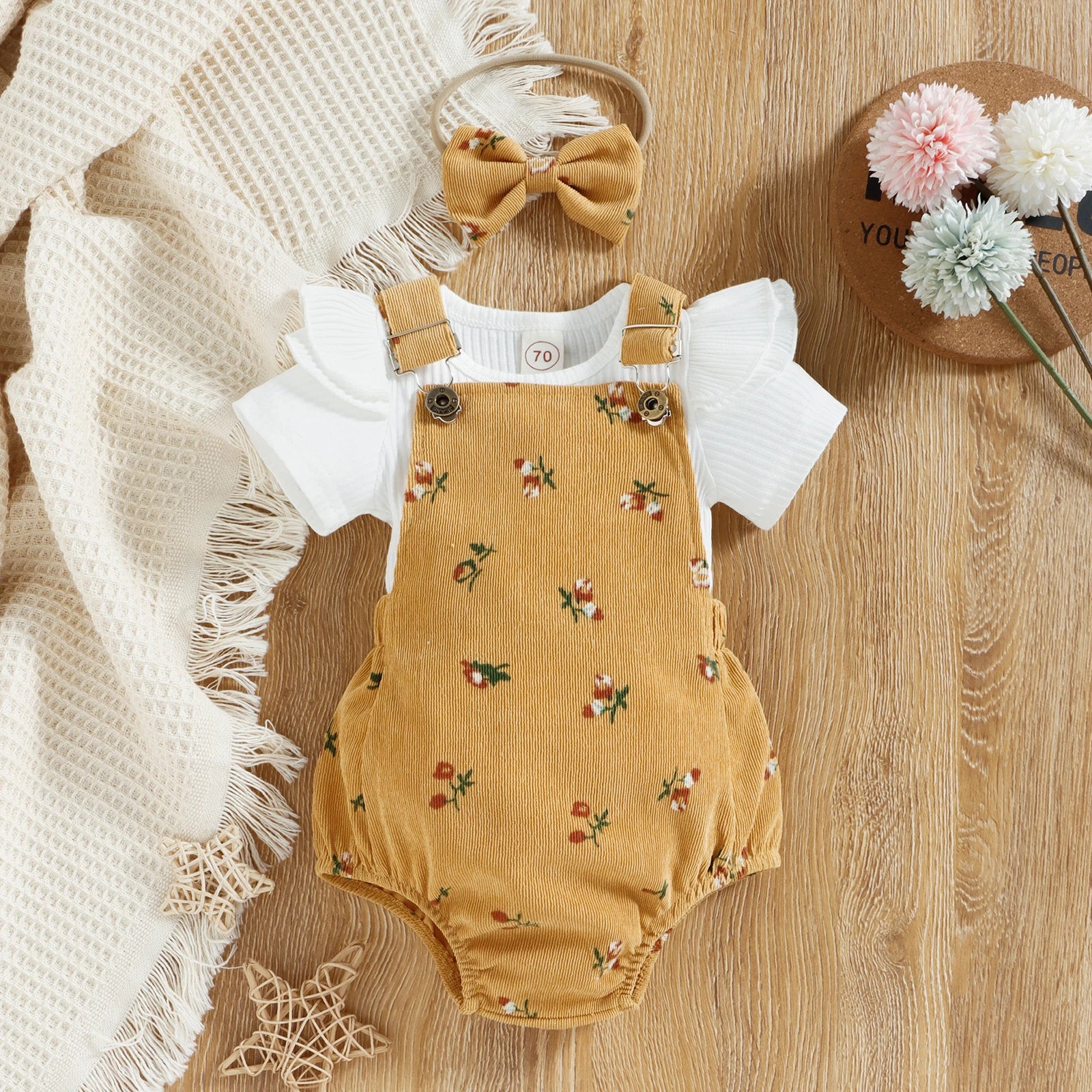 Body Jardineira Floral de Algodão para Bebê – Roupa Confortável e Estilosa