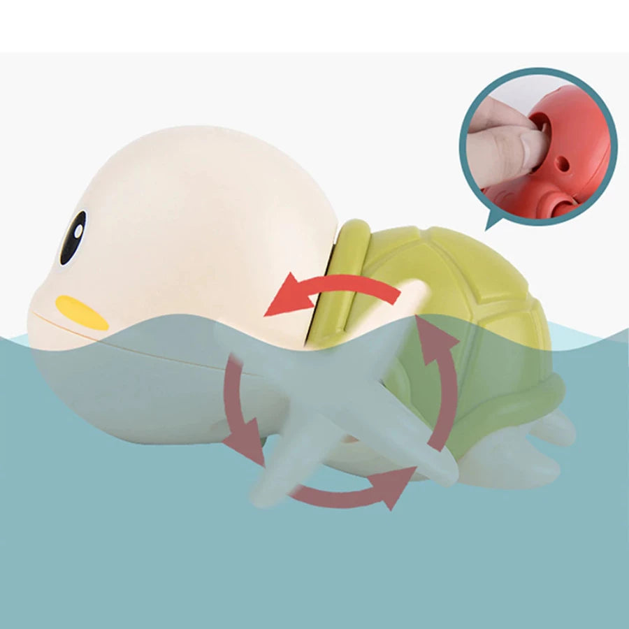 Tartaruga de Corda para Banho – Brinquedo de Banho para Bebê (ABS, Sem Bateria)