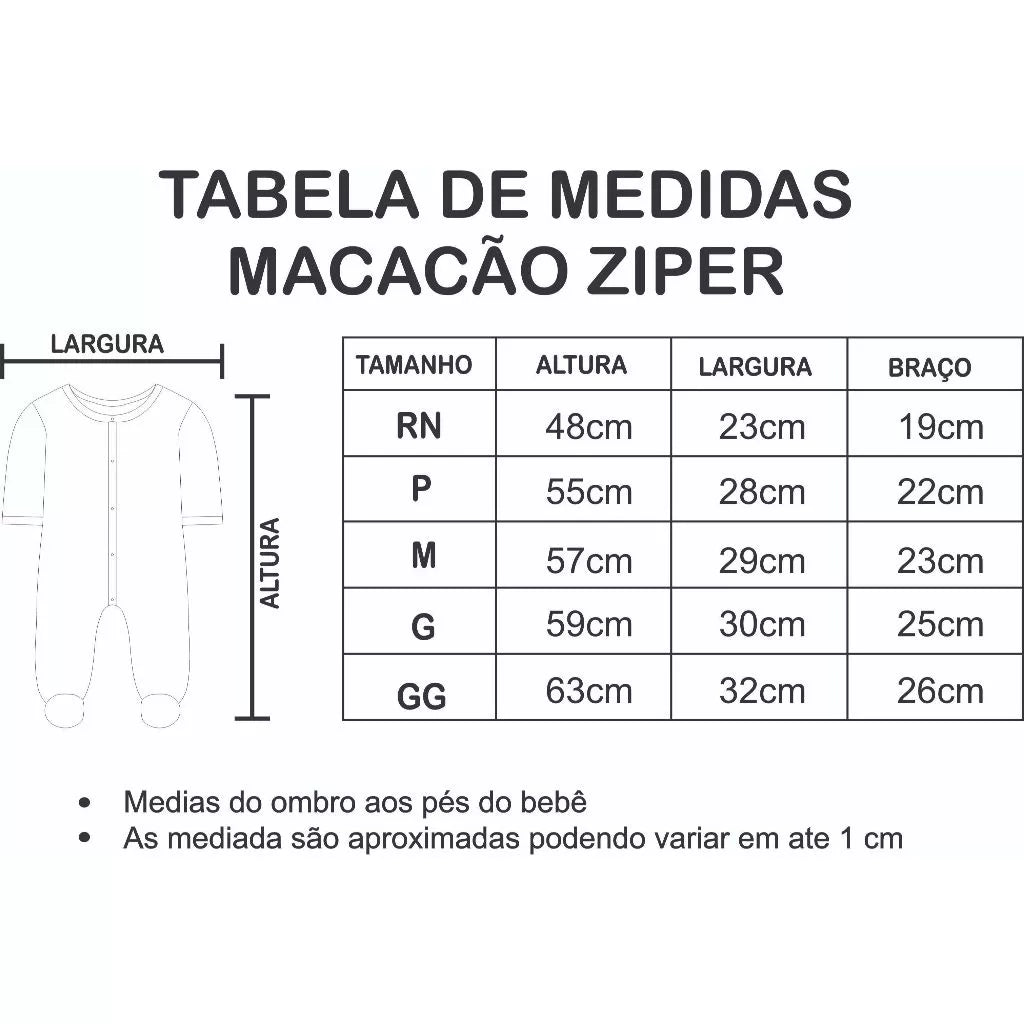 Macacão Soft para Bebê com Zíper e Estampa de Cerejinha – Quentinho e Confortável para o Inverno