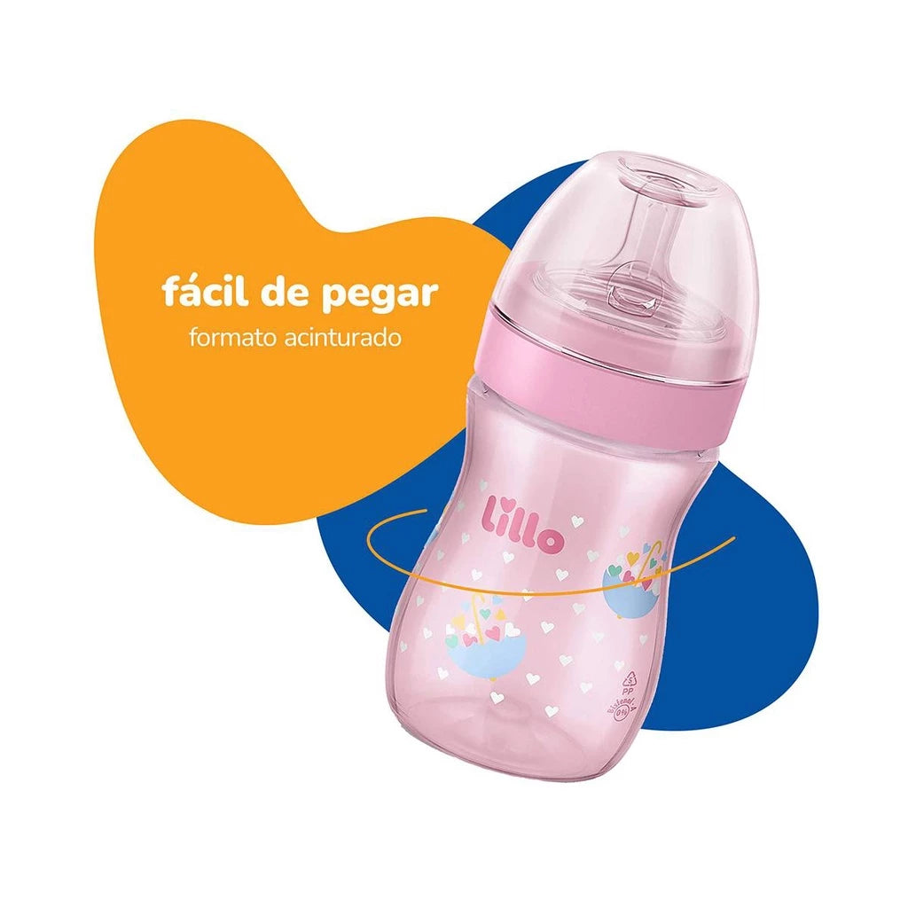 Kit de Mamadeiras Rosa Lillo – 3 Unidades (50 ml, 150 ml e 240 ml) | Bicos de Silicone Anti‑Vazamento, Livre de BPA