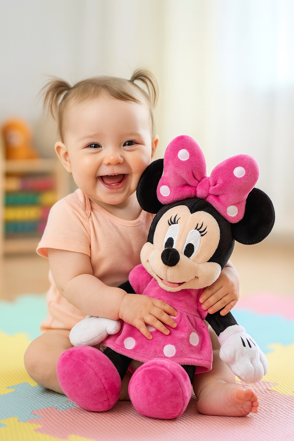 Pelúcia Minnie Mouse Infantil – Rosa, Macia e Antialérgica, Presente Disney