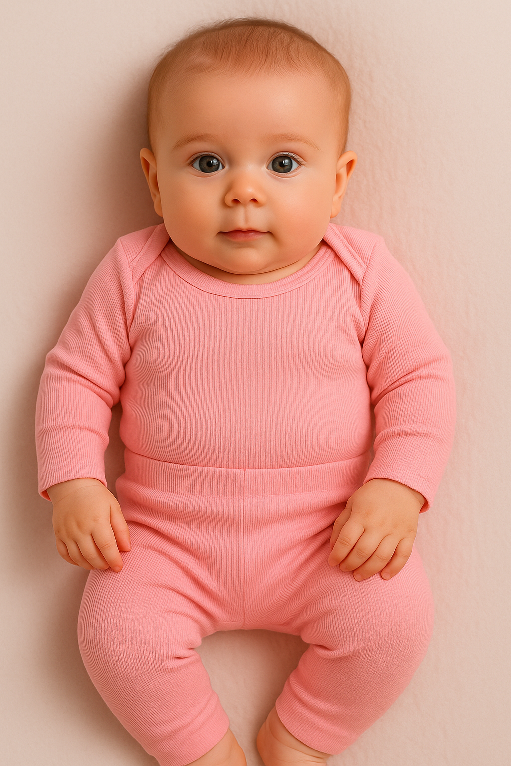 Kit 3 Conjuntos de Roupa para Bebê Menina RN a 9 Meses – Body Manga Longa + Calça - Rosa, Lilás e Bege