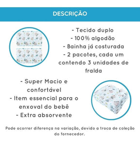 Kit Paninhos de Boca Turma da Mônica – 6 unidades em Algodão macio para Bebê
