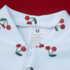 Macacão Soft para Bebê com Zíper e Estampa de Cerejinha – Quentinho e Confortável para o Inverno