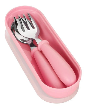 Talheres Infantil com Estojo – Colher e Garfo Inox 304 para Bebê | Kit 3 Peças Ergonômico e Portátil